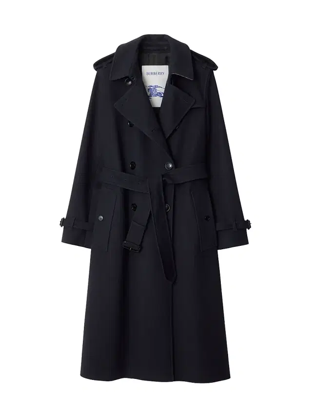 Burberry Women's Kensington Cashmere Long Trench Coat - Navy