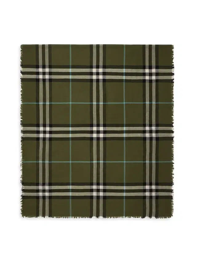 Burberry Women's Check Wool Scarf - Pea