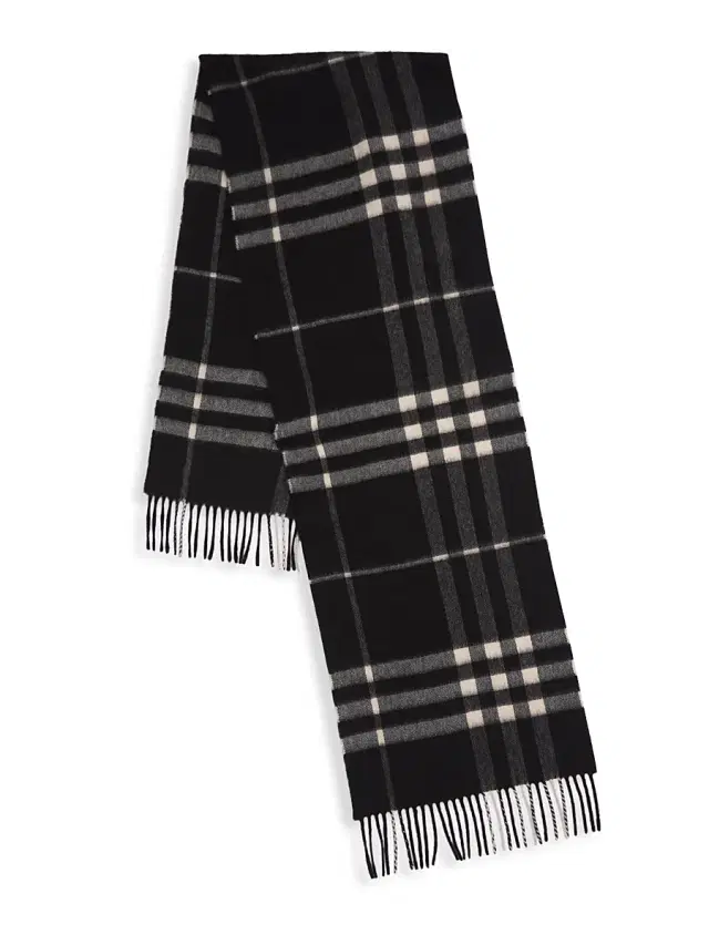 Men's Giant Check Cashmere Scarf - Black Calico Check Men's Giant Check Cashmere Scarf - Black Calico Check