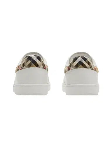 Burberry Men's Set Check-Trim Leather Low-Top Sneakers - White Sand - Size 13 | Thumbnail 4