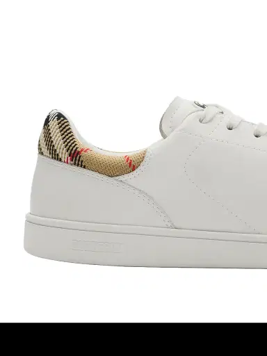 Burberry Men's Set Check-Trim Leather Low-Top Sneakers - White Sand - Size 13 | Thumbnail 6