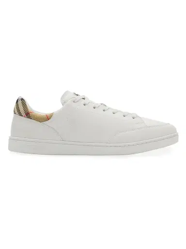 Burberry Men's Set Check-Trim Leather Low-Top Sneakers - White Sand - Size 13 | Thumbnail 1