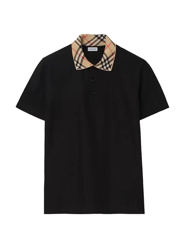 Burberry Men's Evan Check-Collar Cotton Polo Shirt - Black