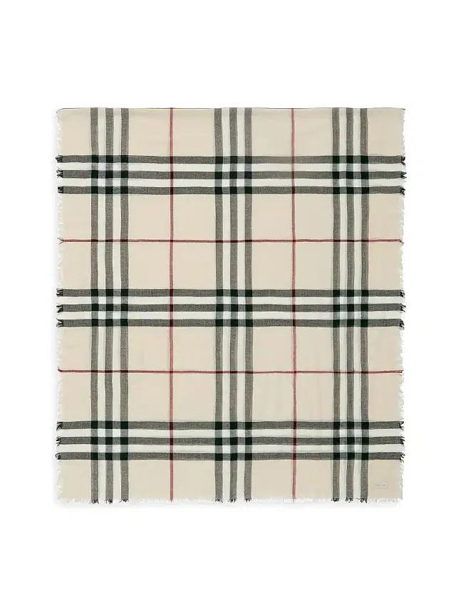 Burberry Women's Check Wool Scarf - Stone