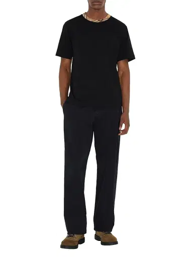 Burberry Men's Ryan Check Trim Cotton T-Shirt - Black | Thumbnail 2