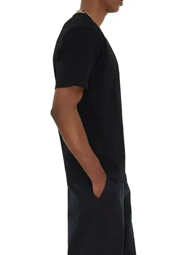 Burberry Men's Ryan Check Trim Cotton T-Shirt - Black | Thumbnail 4
