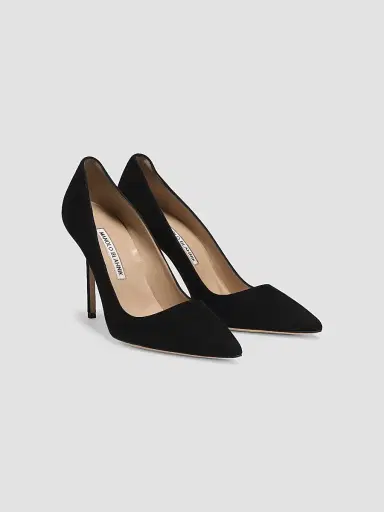 Manolo Blahnik Women's BB 105MM Suede Pumps - Black - Size 8.5 | Thumbnail 2