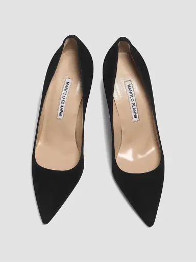Manolo Blahnik Women's BB 105MM Suede Pumps - Black - Size 8.5 | Thumbnail 4