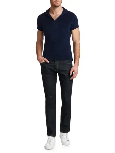 Orlebar Brown Terry Cotton Polo - Navy | Thumbnail 2