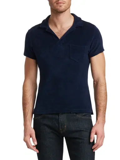 Orlebar Brown Terry Cotton Polo - Navy | Thumbnail 3
