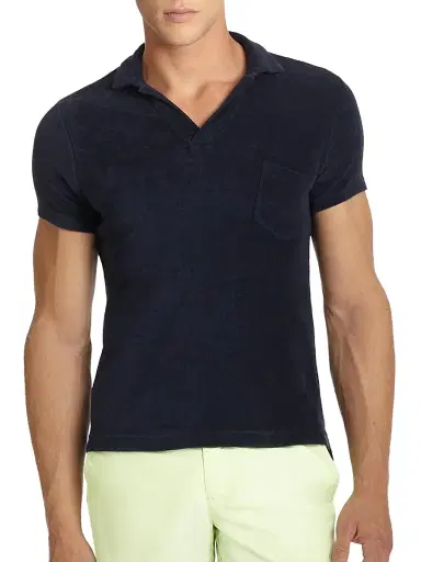 Orlebar Brown Terry Cotton Polo - Navy | Thumbnail 1