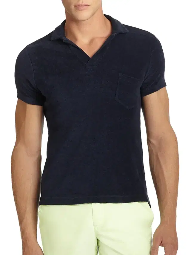 Orlebar Brown Terry Cotton Polo - Navy