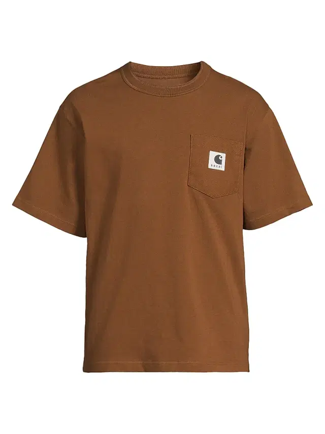 Men's Sacai x Carhartt WIP Patch Pocket Cotton T-Shirt - Dark Beige
