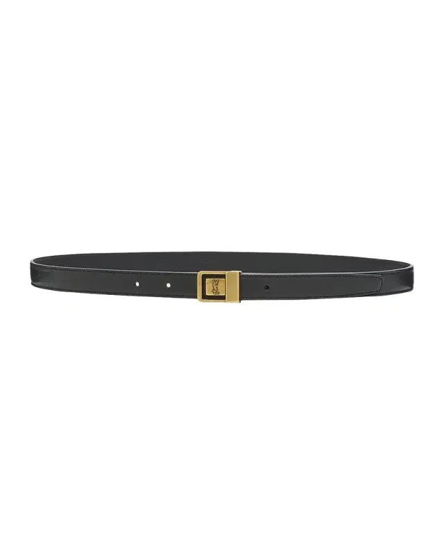 Saint Laurent YSL Buckled Grainy Leather Belt