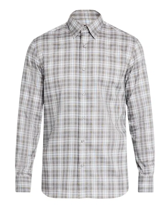 Brioni Men 's Cotton Check Casual Button-Down Shirt