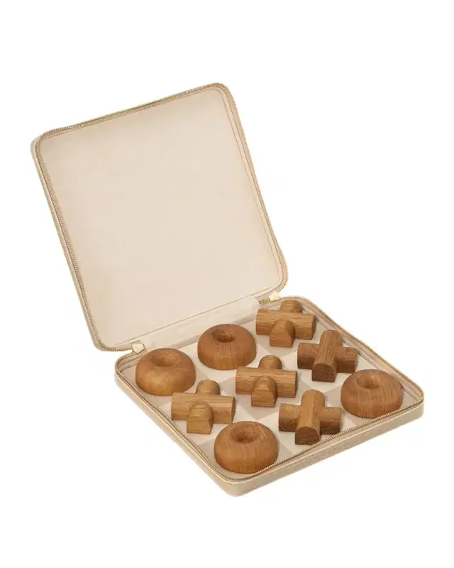 AERIN Enzo Leather Travel Tic-Tac-Toe Set