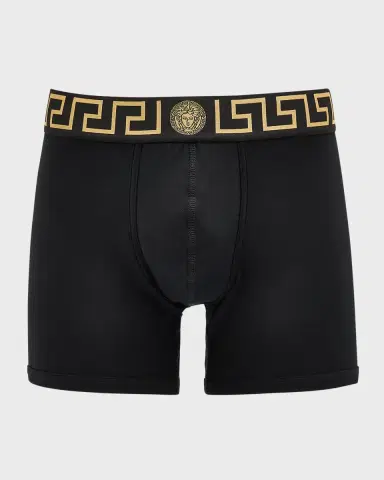 Versace Men's Organic Cotton Greek Key Boxer Briefs | Thumbnail 2