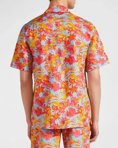 Vilebrequin Men's Tahiti Flower-Print Camp Shirt | Thumbnail 3 Vilebrequin Men's Tahiti Flower-Print Camp Shirt | Thumbnail 3