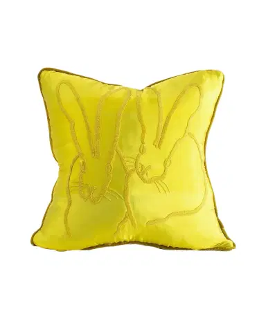 Hunt Slonem Embroidered Silk & Velvet Bunny Pillow, 20" | Thumbnail 1 Hunt Slonem Embroidered Silk & Velvet Bunny Pillow, 20" | Thumbnail 1