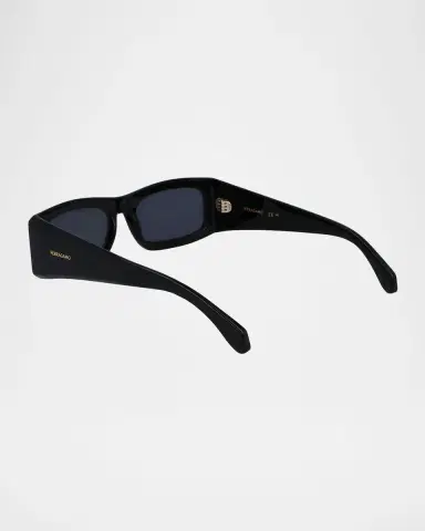 Ferragamo Men's Classic Logo Acetate Rectangle Sunglasses, 57mm | Thumbnail 2