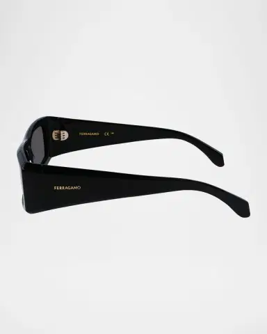 Ferragamo Men's Classic Logo Acetate Rectangle Sunglasses, 57mm | Thumbnail 4