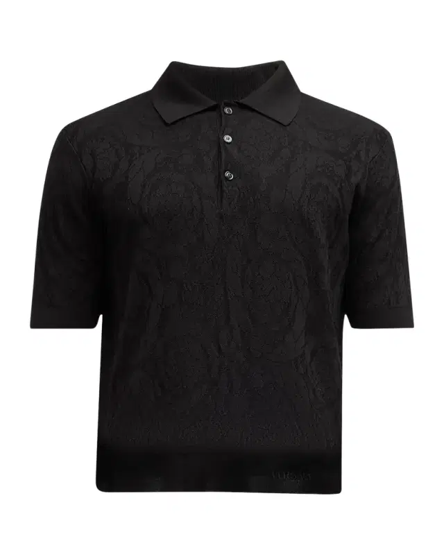 Men 's Tonal Barocco Knit Polo Shirt