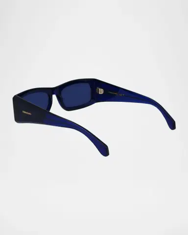 Ferragamo Men's Classic Logo Acetate Rectangle Sunglasses, 57mm | Thumbnail 2