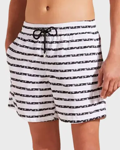 Vilebrequin Men's Micro-Turtle Striped Swim Shorts | Thumbnail 2