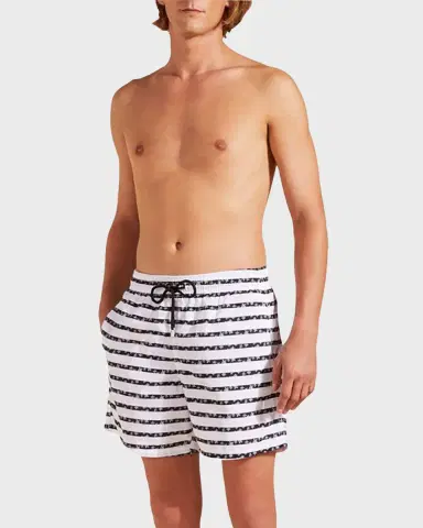 Vilebrequin Men's Micro-Turtle Striped Swim Shorts | Thumbnail 3