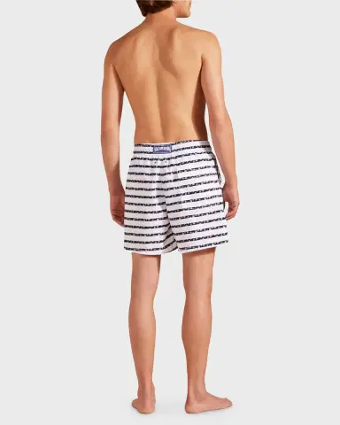 Vilebrequin Men's Micro-Turtle Striped Swim Shorts | Thumbnail 4