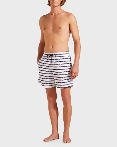 Vilebrequin Men's Micro-Turtle Striped Swim Shorts | Thumbnail 5