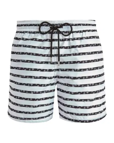 Vilebrequin Men's Micro-Turtle Striped Swim Shorts | Thumbnail 1