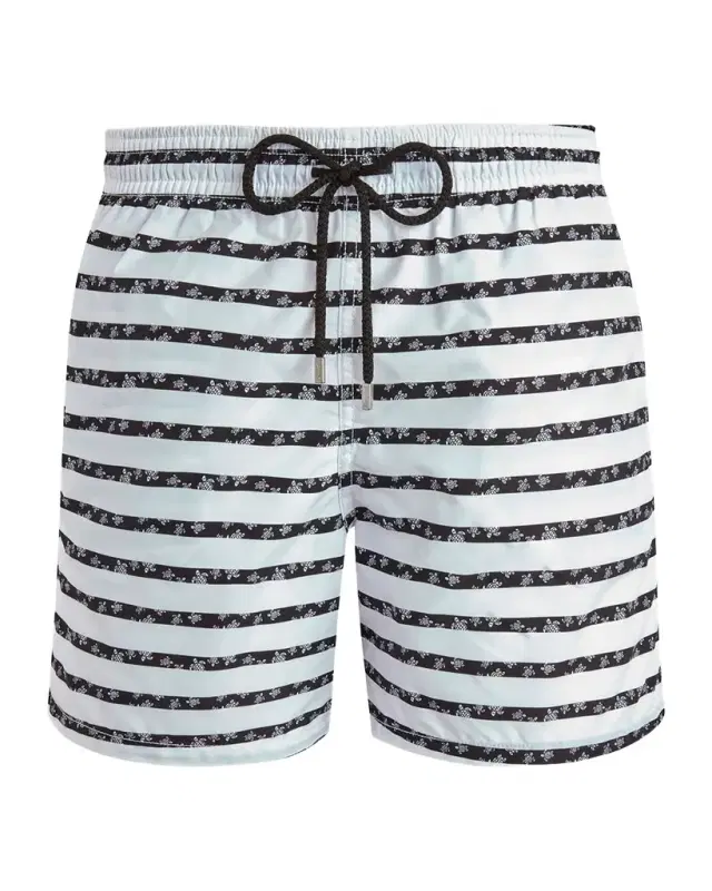 Vilebrequin Men's Micro-Turtle Striped Swim Shorts