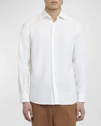 Zegna Men's Cotton-Cashmere Cashco Sport Shirt | Thumbnail 2
