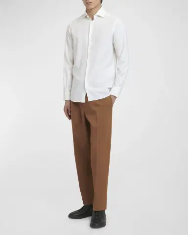 Zegna Men's Cotton-Cashmere Cashco Sport Shirt | Thumbnail 3