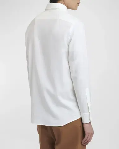 Zegna Men's Cotton-Cashmere Cashco Sport Shirt | Thumbnail 4