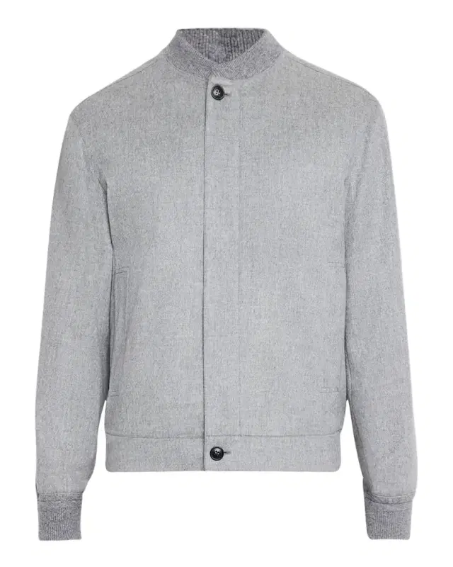 ZEGNA Men 's Cashmere Concealed-Zip Blouson Jacket