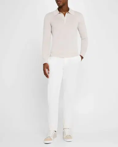 Brioni Men's Cashmere-Silk Polo Sweater | Thumbnail 2