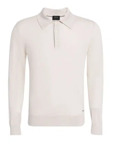Brioni Men's Cashmere-Silk Polo Sweater | Thumbnail 1