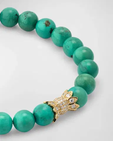 Sydney Evan 14K Yellow Gold Diamond Marquise Eye Candy Wrapper Bead on Green Turquoise Bracelet | Thumbnail 3 Sydney Evan 14K Yellow Gold Diamond Marquise Eye Candy Wrapper Bead on Green Turquoise Bracelet | Thumbnail 3