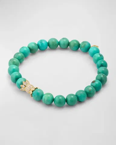 Sydney Evan 14K Yellow Gold Diamond Marquise Eye Candy Wrapper Bead on Green Turquoise Bracelet | Thumbnail 4 Sydney Evan 14K Yellow Gold Diamond Marquise Eye Candy Wrapper Bead on Green Turquoise Bracelet | Thumbnail 4