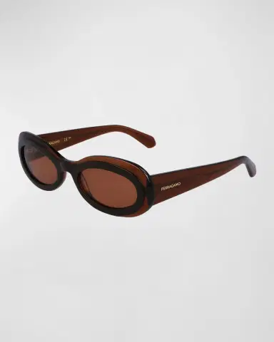 Ferragamo Classic Logo Acetate Oval Sunglasses | Thumbnail 3 Ferragamo Classic Logo Acetate Oval Sunglasses | Thumbnail 3