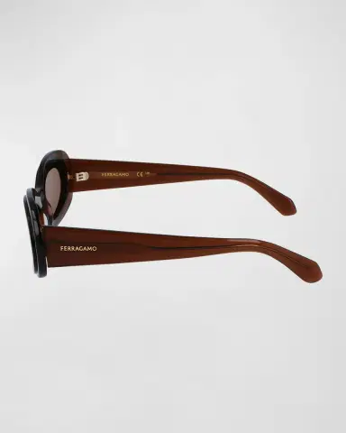 Ferragamo Classic Logo Acetate Oval Sunglasses | Thumbnail 4 Ferragamo Classic Logo Acetate Oval Sunglasses | Thumbnail 4