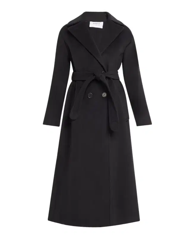 Akris punto Long Double-Breast Belted Wool-Cashmere Coat