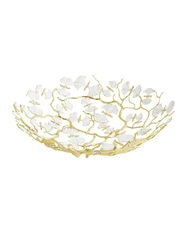 Michael Aram Butterfly Ginkgo White & Gold Centerpiece Bowl