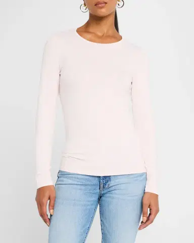Majestic Filatures Soft Touch Flat-Edge Long-Sleeve Crewneck Top | Thumbnail 4