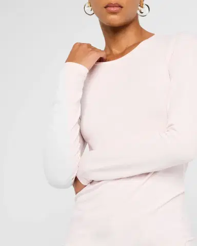 Majestic Filatures Soft Touch Flat-Edge Long-Sleeve Crewneck Top | Thumbnail 5