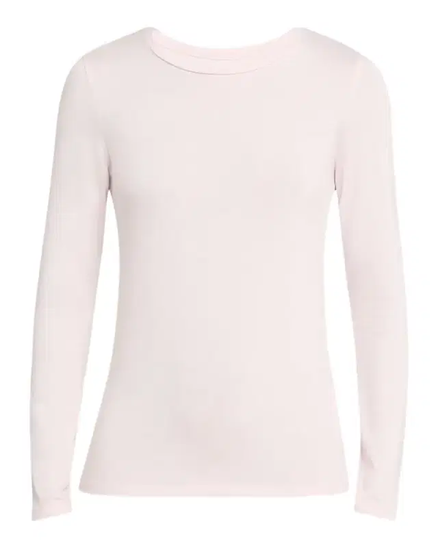 Soft Touch Flat-Edge Long-Sleeve Crewneck Top
