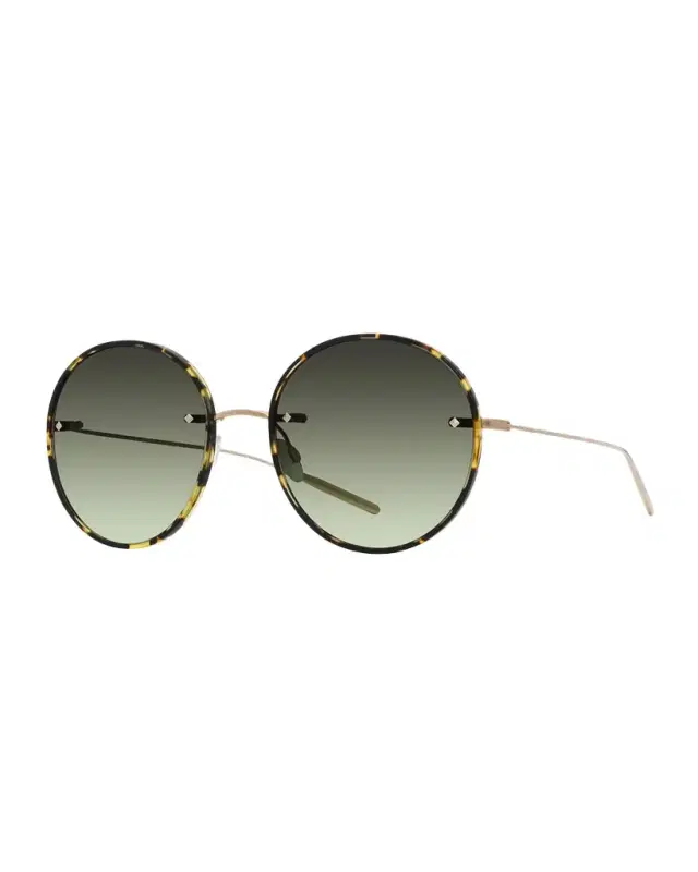 Barton Perreira Rigby Havana Titanium & Acetate Round Sunglasses