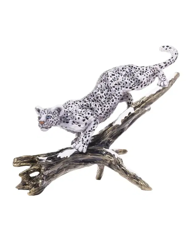 Jay Strongwater Snow Leopard Descending Branch Tabletop Object